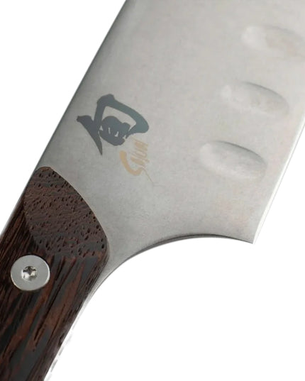 Dao Santoku Shun SWT0718 17.8 cm Lưỡi Rỗng Cán Gỗ Tagayasan Thép Không Gỉ