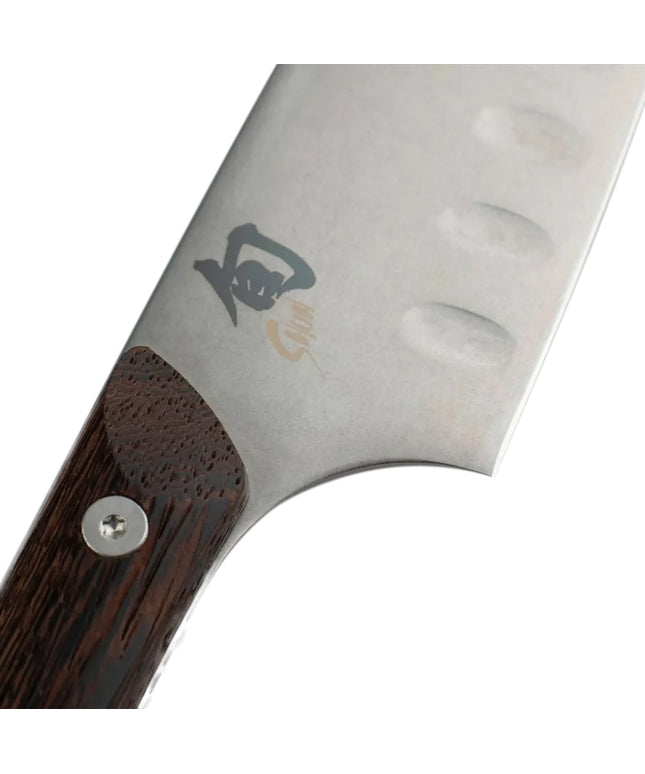 Dao Santoku Shun SWT0718 17.8 cm Lưỡi Rỗng Cán Gỗ Tagayasan Thép Không Gỉ