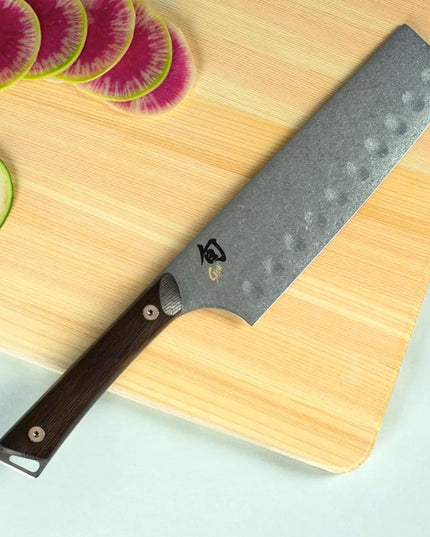Dao Nakiri Shun 17.8 cm Lưỡi Rỗng Cán Gỗ Tagayasan, Lưỡi Thép Không Gỉ (SWT0728)