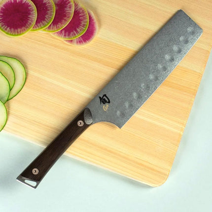Dao Nakiri Shun 17.8 cm Lưỡi Rỗng Cán Gỗ Tagayasan, Lưỡi Thép Không Gỉ (SWT0728)