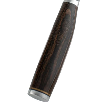 Dao Đa Năng Răng Cưa Shun 16.5 cm Lưỡi Damascus Cán Gỗ Óc Chó (TDM0722)