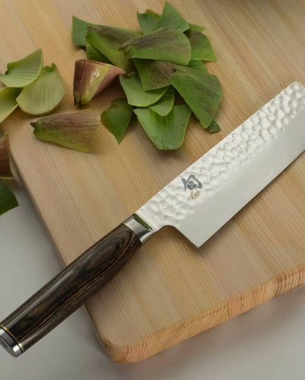 Dao Nakiri Shun 14 cm Lưỡi Thẳng Cạnh & Sống Lưỡi Rèn Búa (TDM0742)