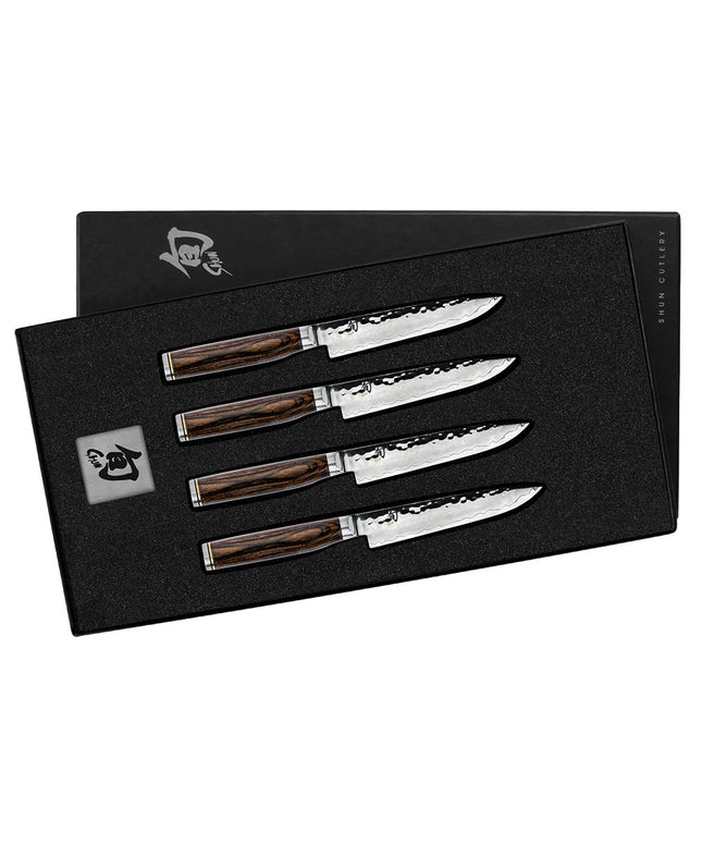 Bộ 4 Dao Steak Shun, Lưỡi Damascus Rèn 12.7 cm, Hộp Quà (TDMS0400)