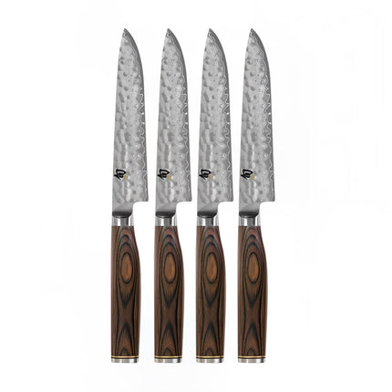 Bộ 4 Dao Steak Shun, Lưỡi Damascus Rèn 12.7 cm, Hộp Quà (TDMS0400)