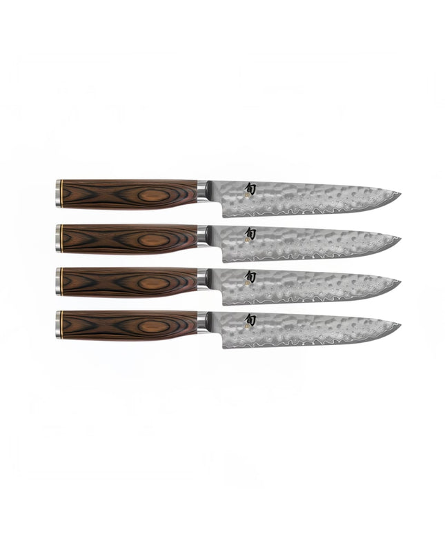 Bộ 4 Dao Steak Shun, Lưỡi Damascus Rèn 12.7 cm, Hộp Quà (TDMS0400)