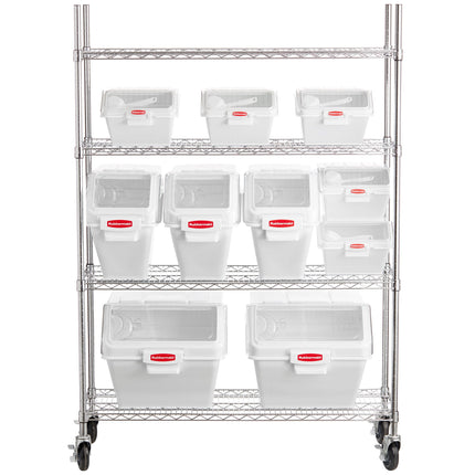 Bộ kệ thùng đựng nguyên liệu Rubbermaid® 46 x 122 cm kèm 10 thùng để kệ