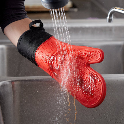 Găng tay lò nướng cotton silicone màu đen đỏ Vigor SafeMitt 38,1 cm