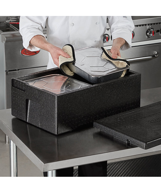 Thùng giữ nhiệt vận chuyển khay thực phẩm nhựa EPP nạp từ trên Vollrath màu đen - Chứa tối đa 1 khay full size sâu 15 cm