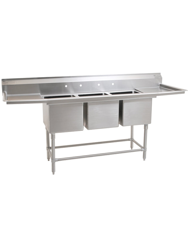 Bồn rửa công nghiệp 3 ngăn Eagle Group FN2472-3-24-14/3 Spec-Master 320 cm với hai bàn ráo nước 61 cm