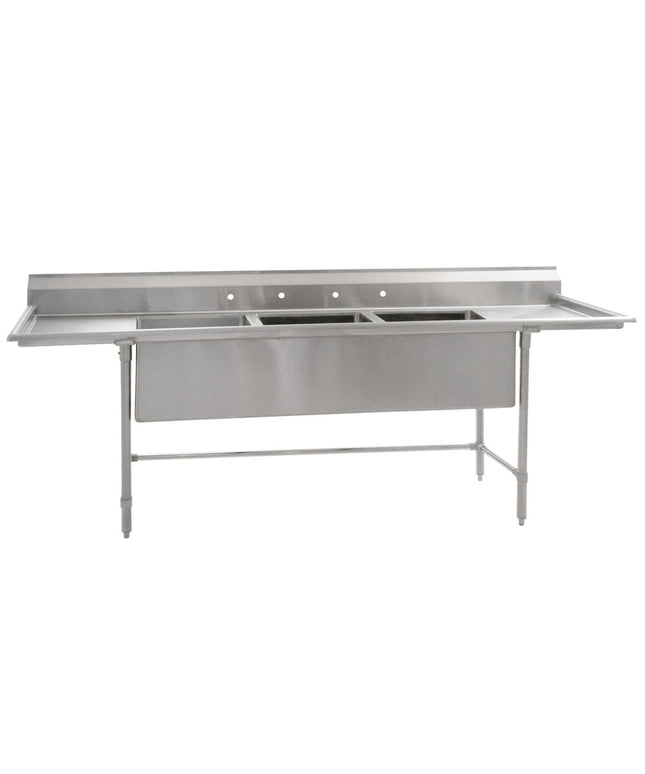 Bồn rửa 3 ngăn chế tạo Eagle Group S14-28-3-18-SL 261,6 cm với hai mặt ráo 45,7 cm