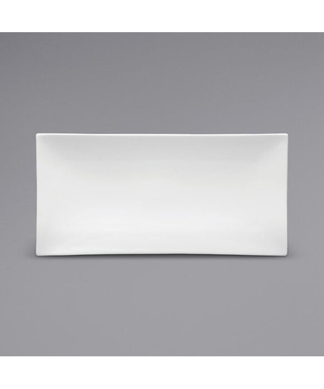 Đĩa sushi sứ hình chữ nhật viền cuộn Oneida Buffalo Bright White Ware by 1880 Hospitality F8010000873 33 x 16 cm - Thùng