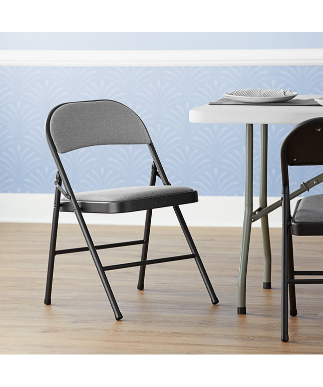Ghế gấp bọc vải xám đậm nệm ngồi Lancaster Table & Seating