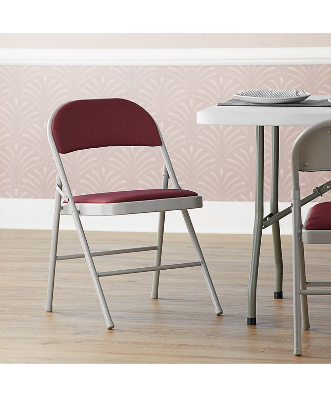 Ghế gấp bọc vải có đệm ngồi Lancaster Table & Seating - Màu đỏ booc-đô