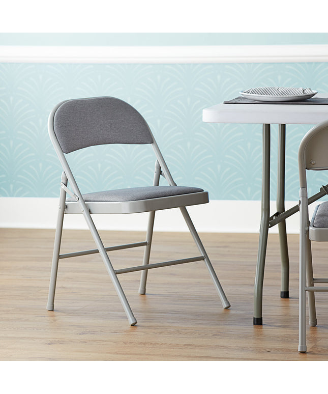 Ghế gấp bọc vải xám Lancaster Table & Seating có đệm ngồi
