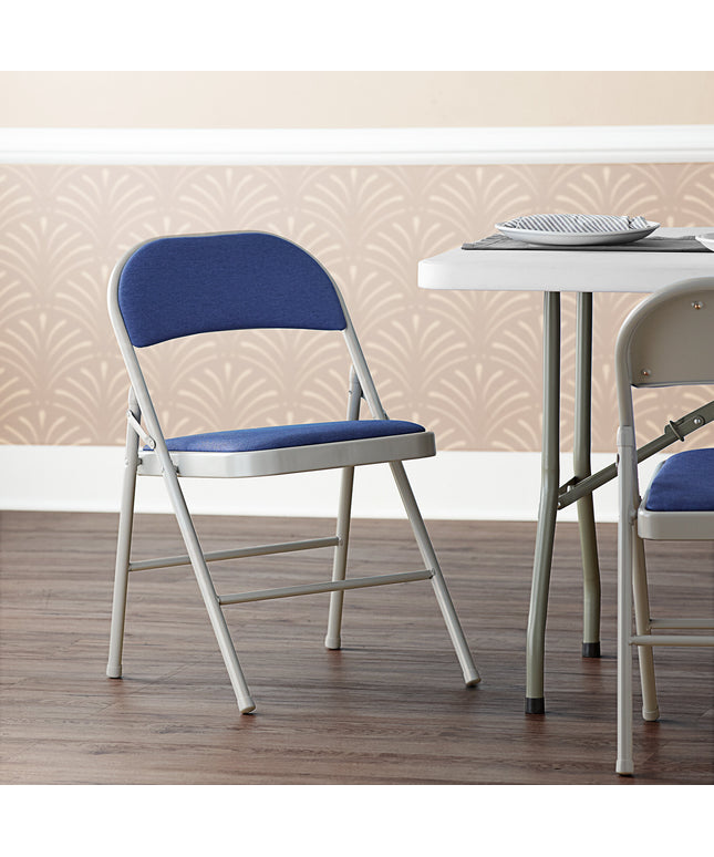 Ghế tiệc Lancaster Table & Seating xanh dương vải ghế gấp với đệm ngồi