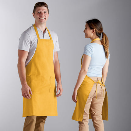 Tạp dề yếm 2 túi pha polyester-cotton màu vàng Choice