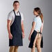 Tạp dề yếm 2 túi pha polyester-cotton màu xanh navy Choice