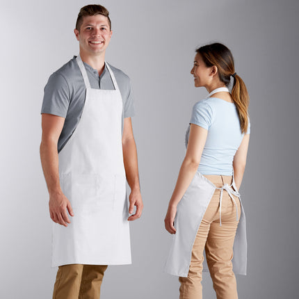 Tạp dề yếm 2 túi pha polyester-cotton tùy chỉnh được màu trắng Choice 86,4 x 76,2 cm