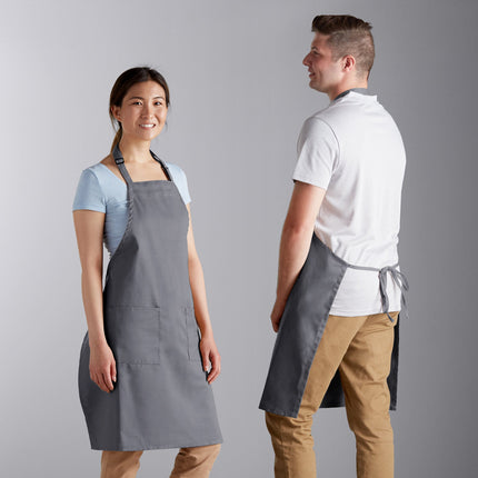 Tạp dề yếm 2 túi pha polyester-cotton điều chỉnh màu xám Choice 81,3 x 76,2 cm