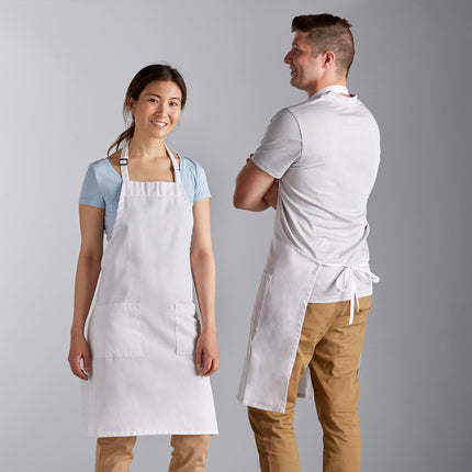 Tạp dề yếm 2 túi pha polyester-cotton điều chỉnh tùy chỉnh được màu trắng Choice 81,3 x 76,2 cm