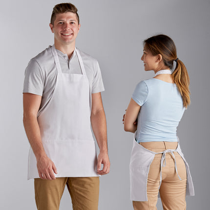Tạp dề yếm 3 túi pha polyester-cotton tùy chỉnh được màu trắng Choice 63,5 x 71,1 cm