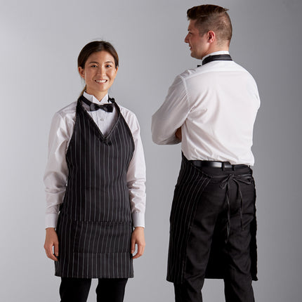 Tạp dề tuxedo 2 túi họa tiết kẻ sọc nhỏ pha polyester-cotton điều chỉnh màu trắng Choice 81,3 x 73,7 cm