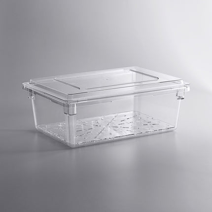 Bộ hộp đựng thực phẩm kèm khay lọc và nắp phẳng nhựa polycarbonate trong suốt Cambro Camwear 66 x 46 x 23 cm