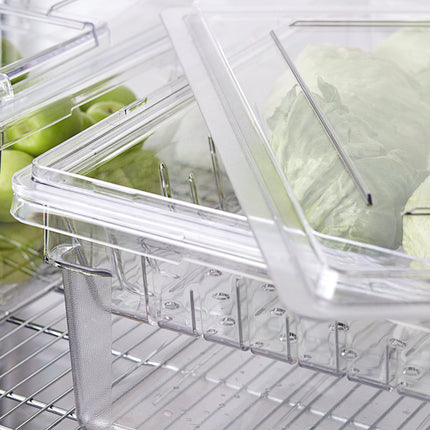 Bộ hộp đựng thực phẩm kèm rổ lọc và nắp phẳng nhựa polycarbonate trong suốt Cambro Camwear 66 x 46 x 23 cm - Rổ lọc sâu 