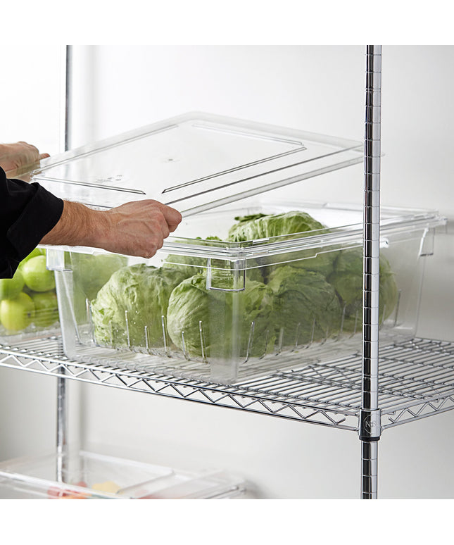 Bộ hộp đựng thực phẩm kèm rổ lọc và nắp phẳng nhựa polycarbonate trong suốt Cambro Camwear 66 x 46 x 23 cm - Rổ lọc sâu 