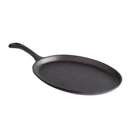 Chảo gang fajita oval đã tôi dầu Valor, có tay cầm 33 x 25 cm