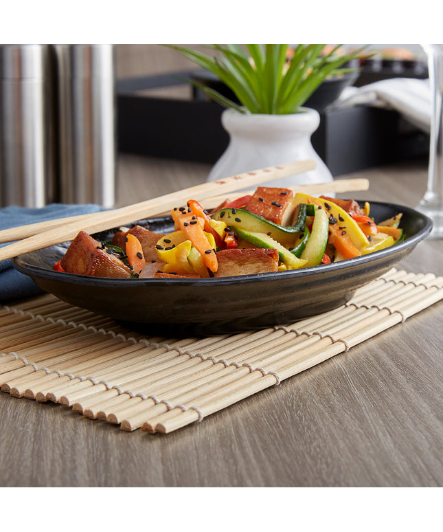 Đĩa oval sâu melamine Elite Global Solutions JW7308 Zen 20,6 x 13 cm đen - Thùng 6 cái