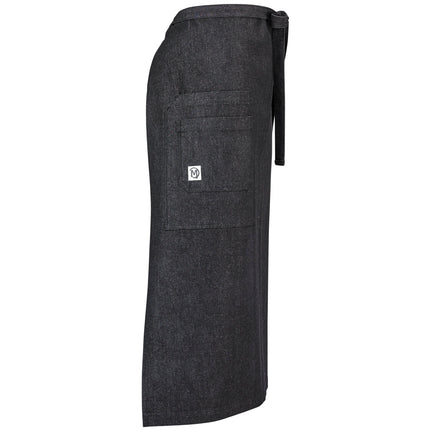 Tạp dề bistro vải denim draper cotton cổ điển có thể tùy chỉnh Mercer Culinary M63201BKD Metro Edge Talon đen, 2 túi