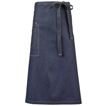 Tạp dề bistro vải denim draper cotton cổ điển có thể tùy chỉnh Mercer Culinary M63201DEN Metro Edge Talon xanh indigo, 2