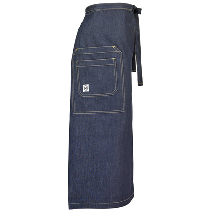 Tạp dề bistro vải denim draper cotton cổ điển có thể tùy chỉnh Mercer Culinary M63201DEN Metro Edge Talon xanh indigo, 2