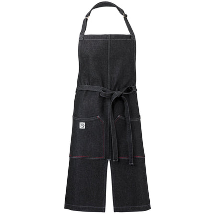 Tạp dề yếm vải denim cotton có thể tùy chỉnh Mercer Culinary M63203BKD Metro Edge Zephyr đen, dây cổ điều chỉnh, thân xẻ