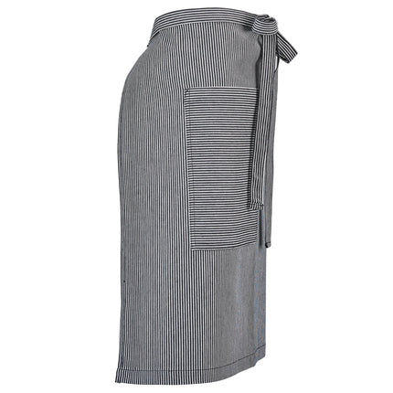 Tạp dề bistro vải cotton/poly 80/20 sọc railroad có thể tùy chỉnh Mercer Culinary M63207RSD Metro Edge Rogue xanh navy &
