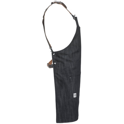 Tạp dề yếm denim cotton điều chỉnh dây chéo lưng màu đen Mercer Culinary Metro Edge Renegade M63208DENBR 77,5 x 64,1 cm