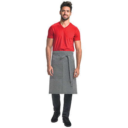 Tạp dề bistro vải cotton/poly 80/20 sọc railroad có thể tùy chỉnh Mercer Culinary M63207RSD Metro Edge Rogue xanh navy &