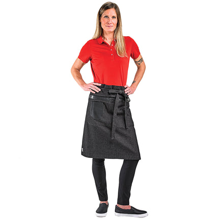 Tạp dề bistro denim cotton màu đen Mercer Culinary Metro Edge Wyatt M63204BKD 64,8 x 77,5 cm