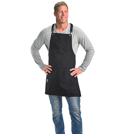 Tạp dề yếm vải bố điều chỉnh dây chéo lưng màu đen Mercer Culinary Metro Edge Renegade M63208BDBK 77,5 x 64,1 cm