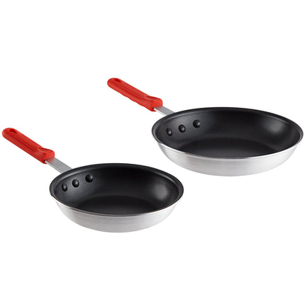 Bộ 2 chảo rán nhôm chống dính Choice tay cầm silicone đỏ - Chảo 20 cm và 25 cm