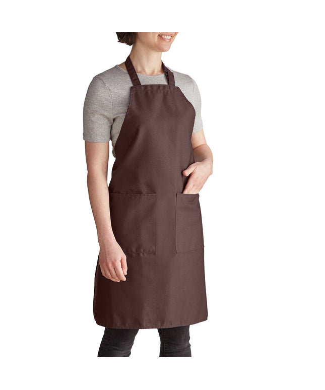 Tạp dề yếm vải poly-cotton điều chỉnh được Intedge nâu, 2 túi