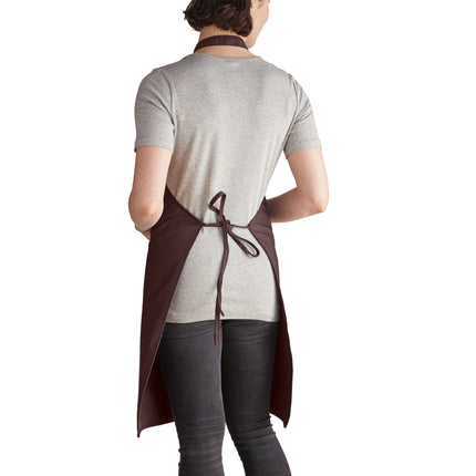Tạp dề yếm vải poly-cotton điều chỉnh được Intedge nâu, 2 túi