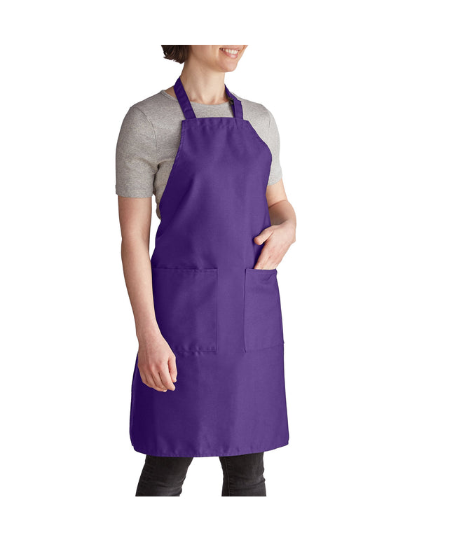 Tạp dề yếm vải poly-cotton điều chỉnh được Intedge tím, 2 túi