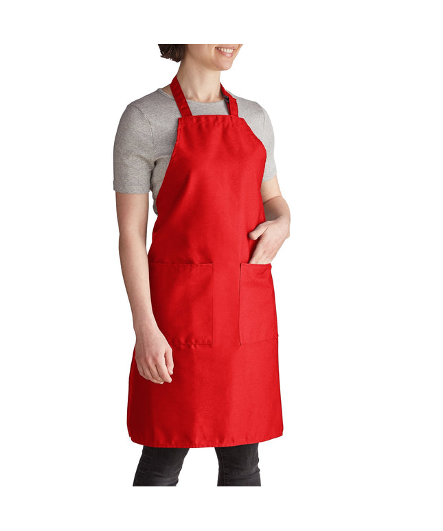 Tạp dề yếm vải poly-cotton điều chỉnh được Intedge đỏ, 2 túi