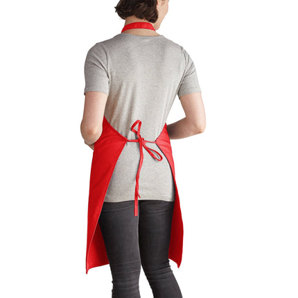 Tạp dề yếm vải poly-cotton điều chỉnh được Intedge đỏ, 2 túi
