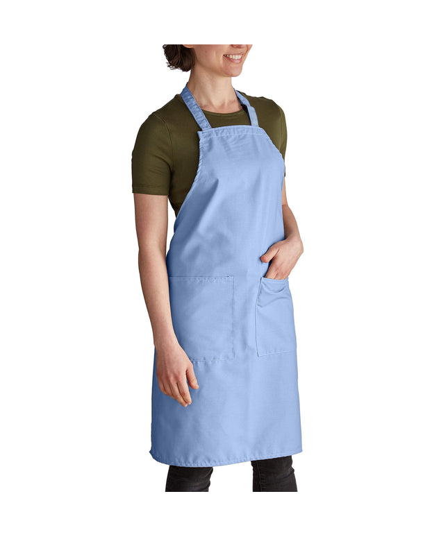 Tạp dề yếm vải poly-cotton điều chỉnh được Intedge xanh dương nhạt, 2 túi