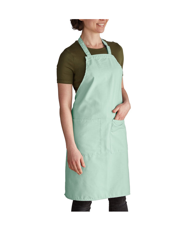 Tạp dề yếm vải poly-cotton điều chỉnh được Intedge xanh seafoam, 2 túi