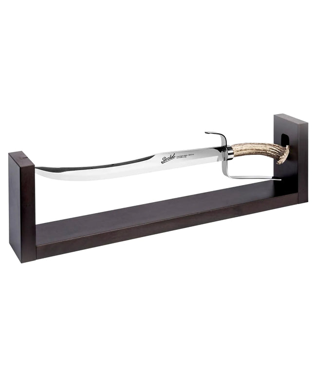 (2) BERKEL | Elegance Champagne Sabre – 380 mm blade - stag horn handle - wood stand
