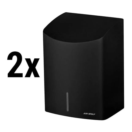 (2 pieces) AIR-WOLF | Automatic Hand Dryer – Matte Black Stainless Steel - 10–15s Dry - IR Sensor